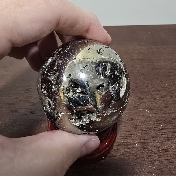 Pyrite Crystal Sphere #P 56 mm - Picture 6 of 9